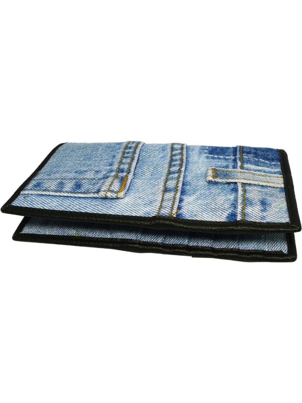 Upcycled Blue Denim Bi-Fold Wallet with ID Window & Coin Pocket - Unisex